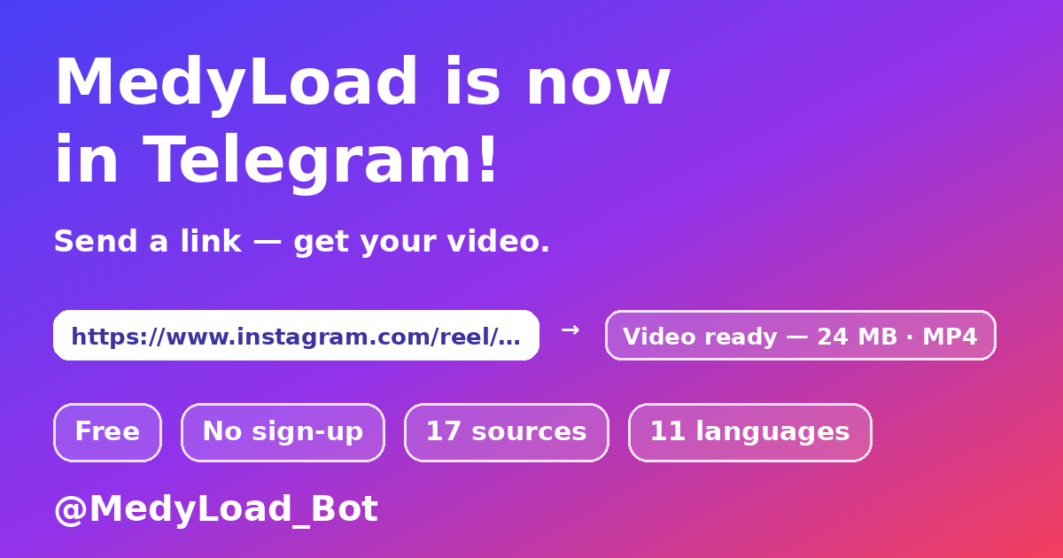 MedyLoad — Telegram বট দিয়ে ভিডিও ডাউনলোড
